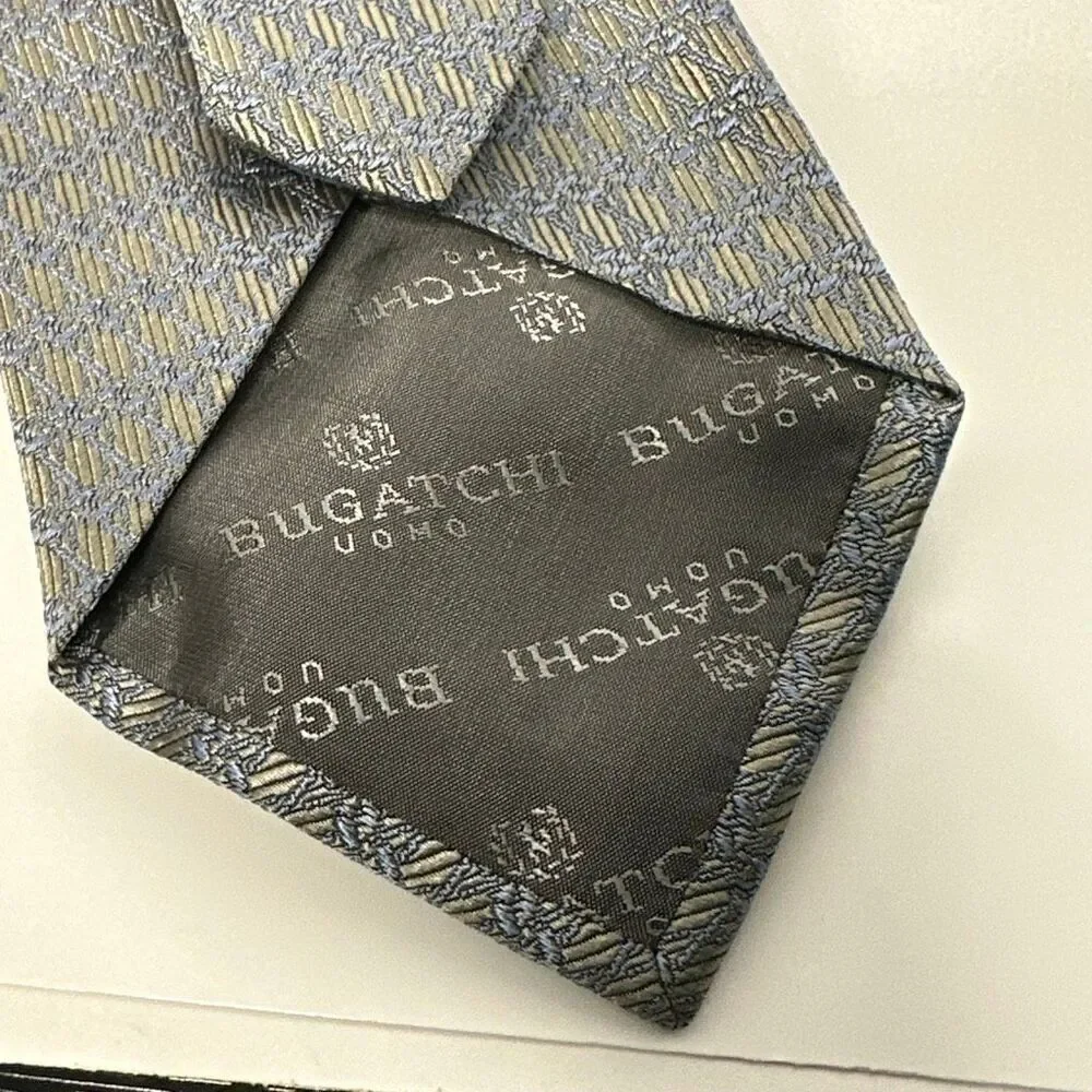 Bugachi Uomo Silk Neck Tie Blue/Beige